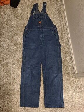 Vintage Big Ben Wrangler Dark Denim Overalls Size 36x34